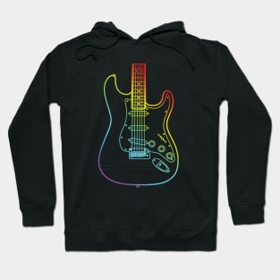 S-Style Electric Guitar Body Colorful Outline Hoodie